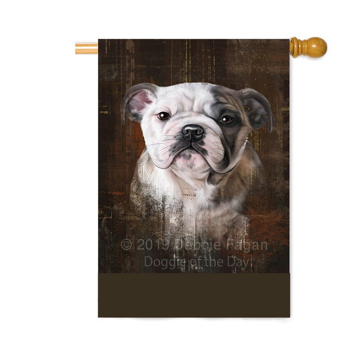 Personalized Rustic Bulldog Custom House Flag FLG64542