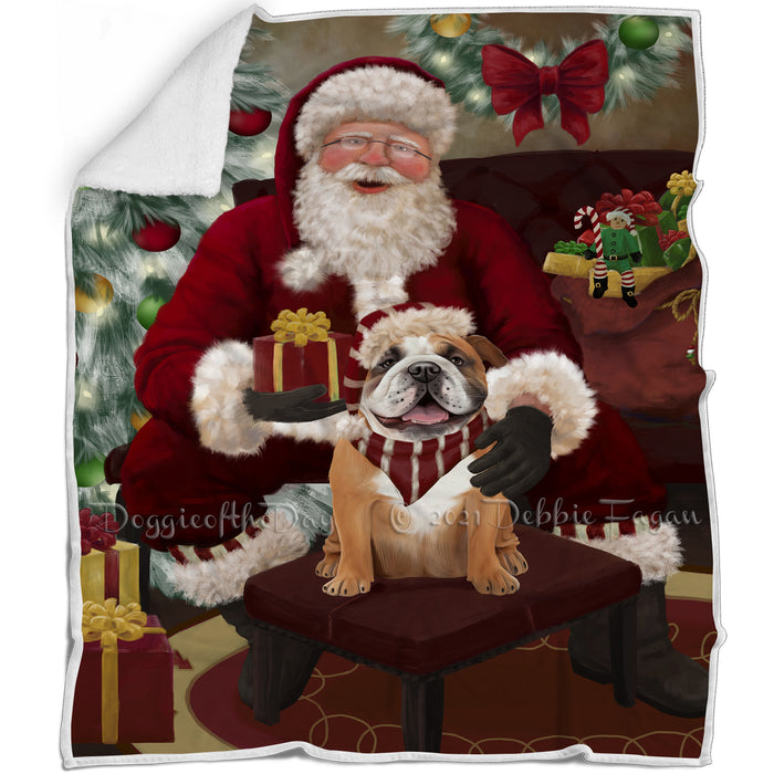 Santa's Christmas Surprise Bulldog Dog Blanket BLNKT142138