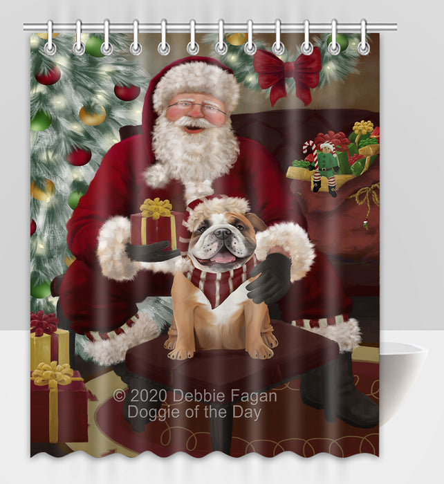 Santa's Christmas Surprise Bulldog Dog Shower Curtain Bathroom Accessories Decor Bath Tub Screens SC220