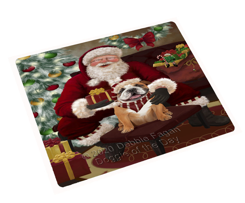Santa's Christmas Surprise Bulldog Dog Cutting Board - Easy Grip Non-Slip Dishwasher Safe Chopping Board Vegetables C78583