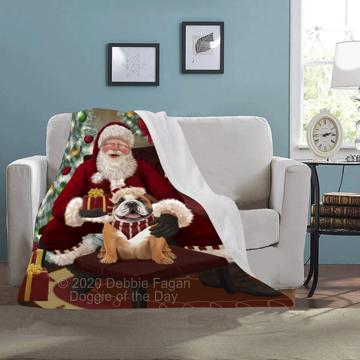 Santa's Christmas Surprise Bulldog Dog Blanket BLNKT142138