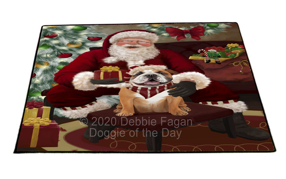 Santa's Christmas Surprise Bulldog Dog Indoor/Outdoor Welcome Floormat - Premium Quality Washable Anti-Slip Doormat Rug FLMS57403