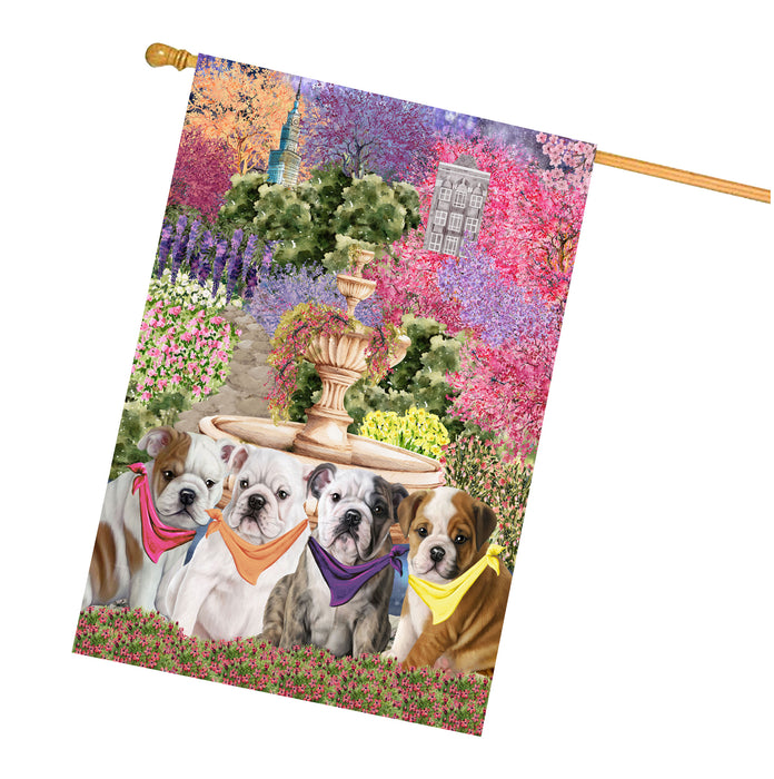 Bulldog House Flag: Explore a Variety of Designs, Weather Resistant, Double-Sided, Custom, Personalized, Home Outdoor Yard Decor for Dog and Pet Lovers