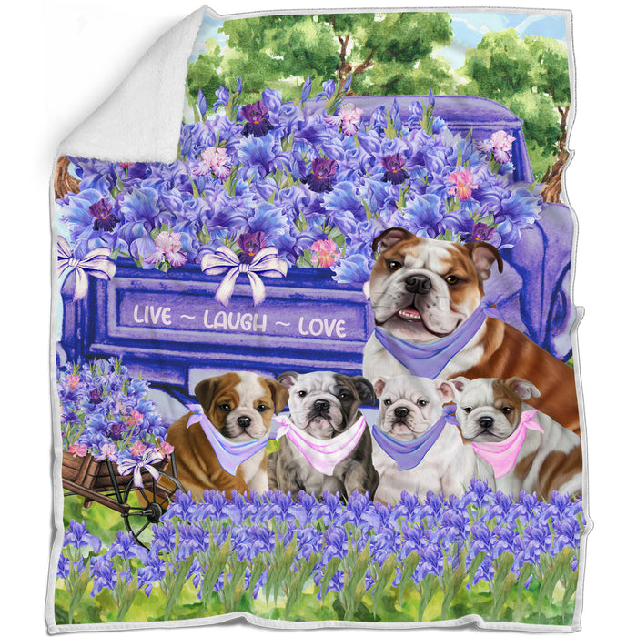 Bulldog Blanket: Explore a Variety of Personalized Designs, Bed Cozy Sherpa, Fleece and Woven, Custom Dog Gift for Pet Lovers