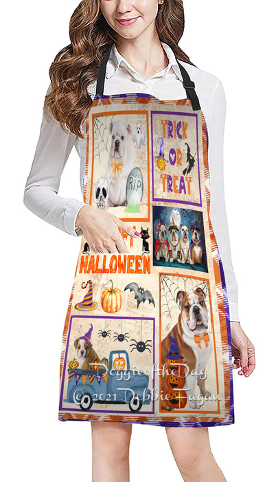 Happy Halloween Trick or Treat Bulldog Dogs Cooking Kitchen Adjustable Apron Apron49303