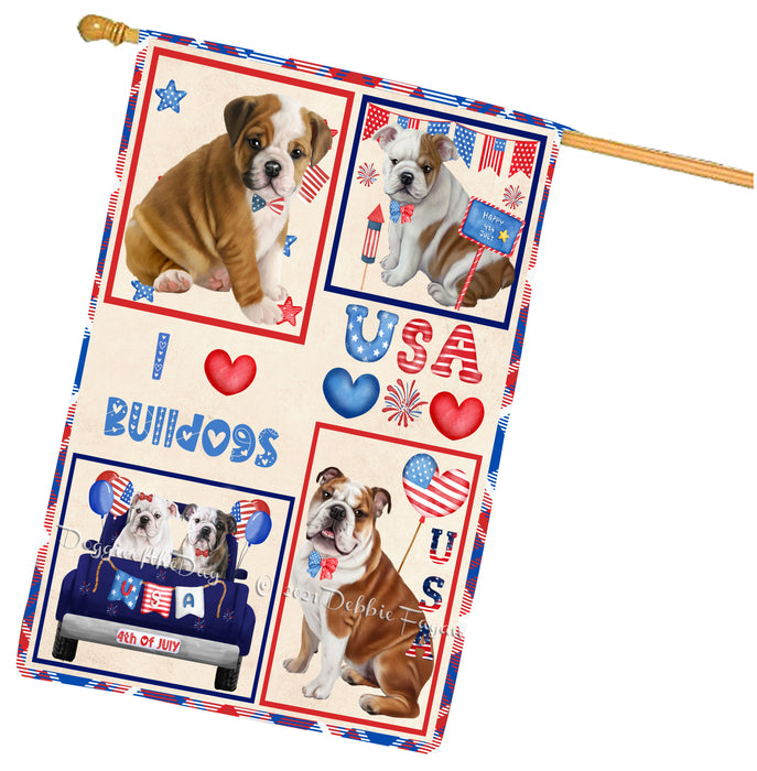 4th of July Independence Day I Love USA Bulldogs House flag FLG66939