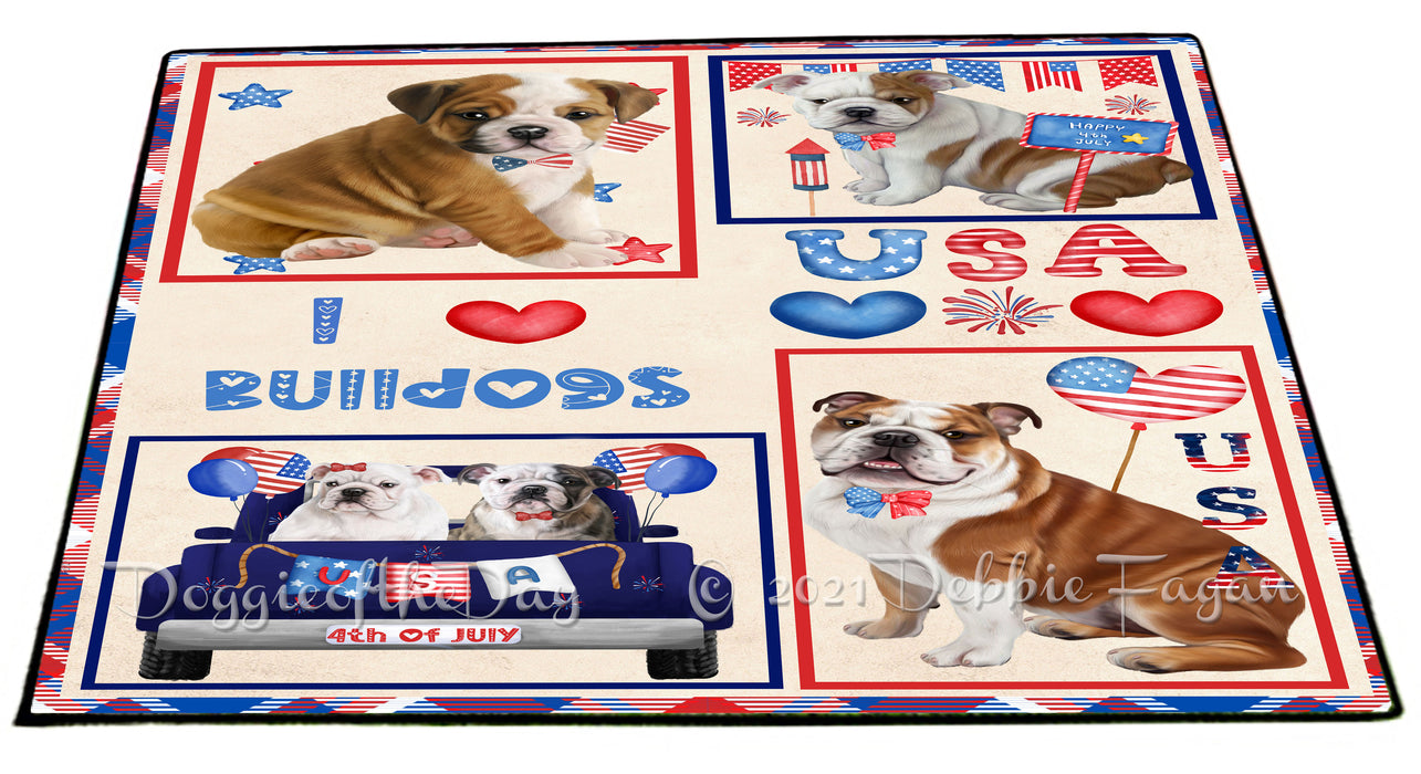 4th of July Independence Day I Love USA Bulldogs Floormat FLMS56155 Floormat FLMS56155