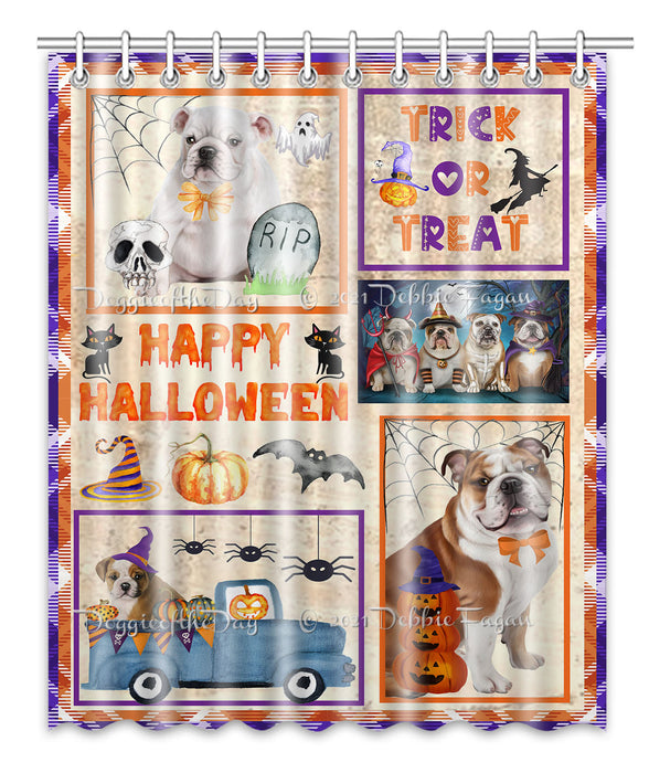 Happy Halloween Trick or Treat Bulldog Dogs Shower Curtain Bathroom Accessories Decor Bath Tub Screens