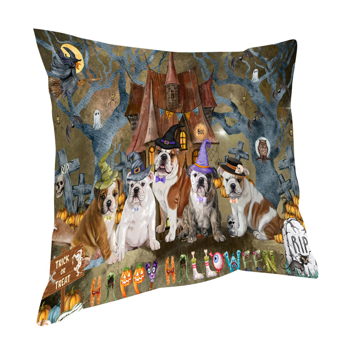 Bulldog Pillow: Explore a Variety of Designs, Custom, Personalized, Pet Cushion for Sofa Couch Bed, Halloween Gift for Dog Lovers