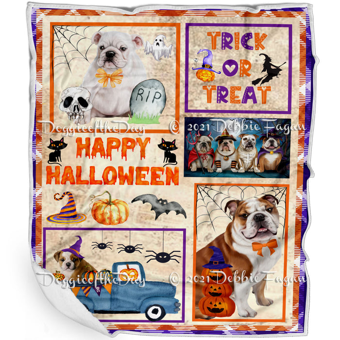 Happy Halloween Trick or Treat Bulldog Dogs Blanket BLNKT143731