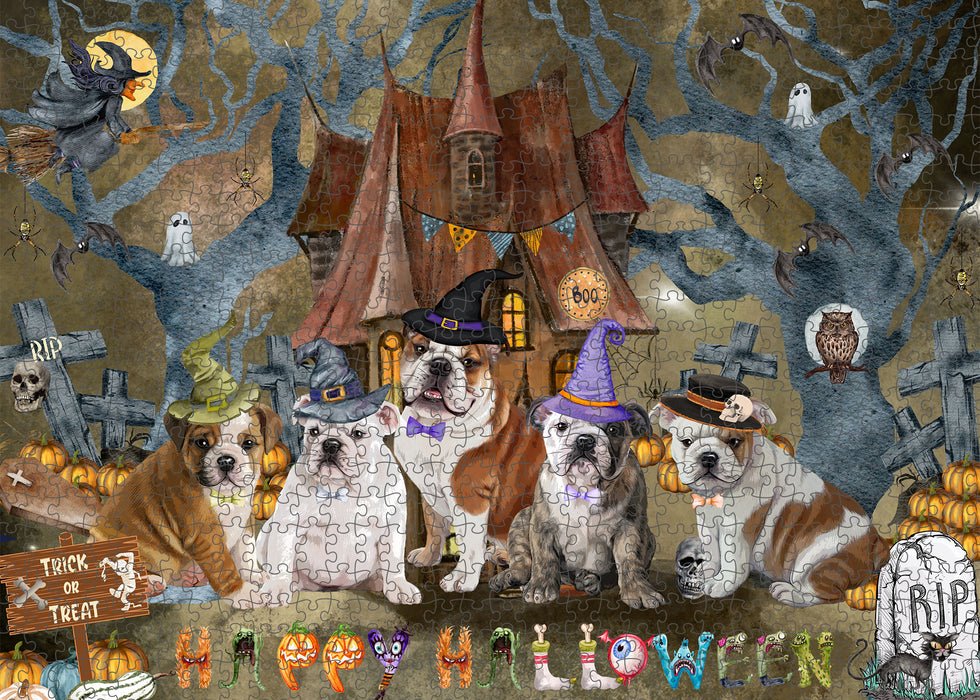 Bulldog Jigsaw Puzzle: Explore a Variety of Designs, Interlocking Halloween Puzzles for Adult, Custom, Personalized, Pet Gift for Dog Lovers