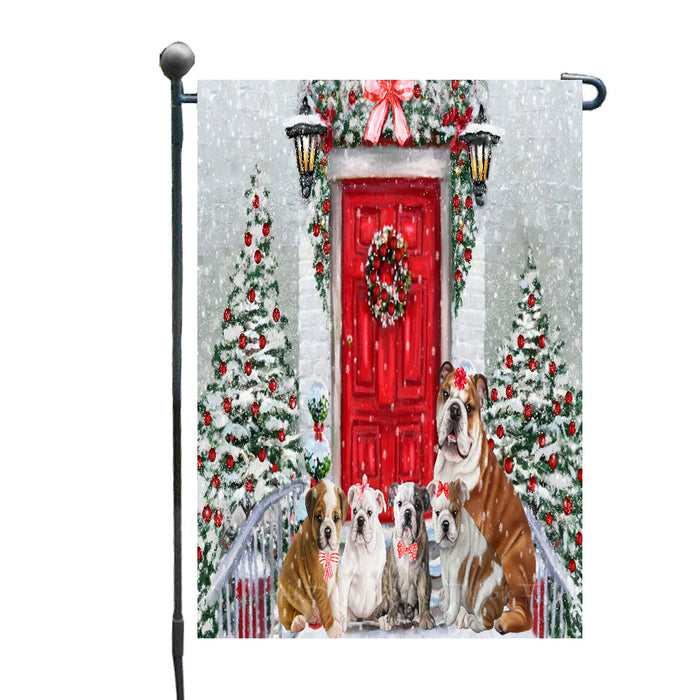 Christmas Holiday Welcome Bulldog Garden Flags- Outdoor Double Sided Garden Yard Porch Lawn Spring Decorative Vertical Home Flags 12 1/2"w x 18"h