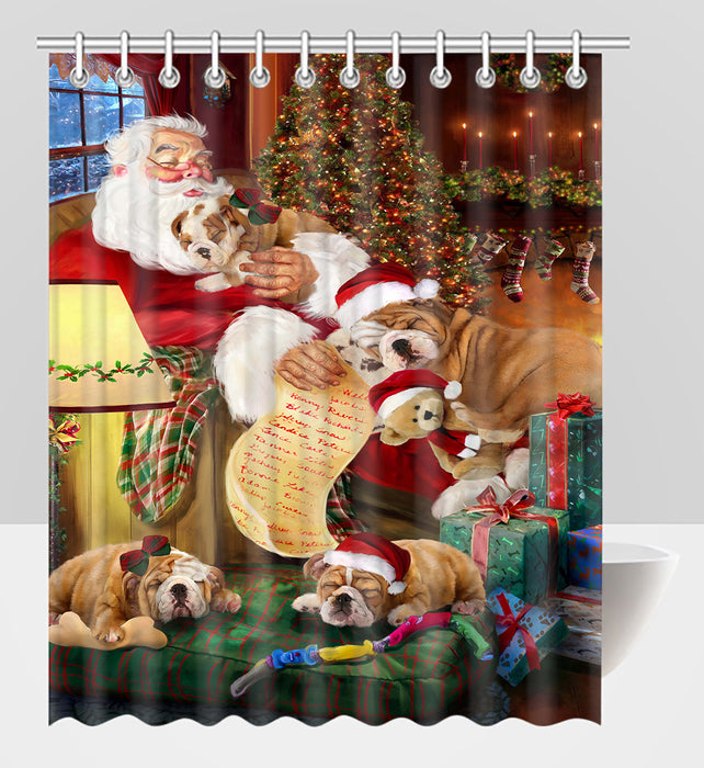 Santa Sleeping with Bulldog Dogs Shower Curtain