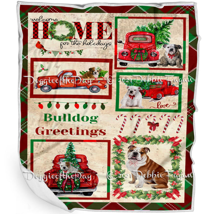 Welcome Home for Christmas Holidays Bulldog Dogs Blanket BLNKT71896