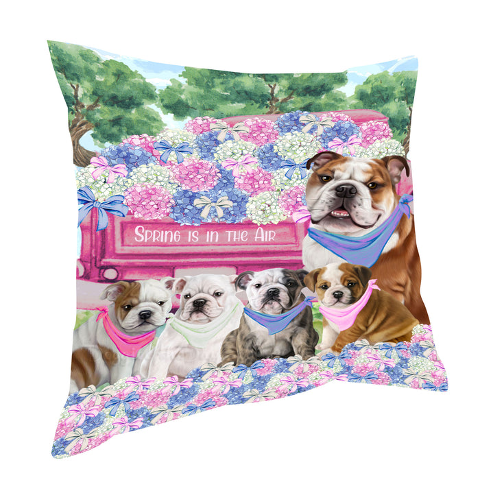 Bulldog Pillow, Cushion Throw Pillows for Sofa Couch Bed, Explore a Variety of Designs, Custom, Personalized, Dog and Pet Lovers Gift