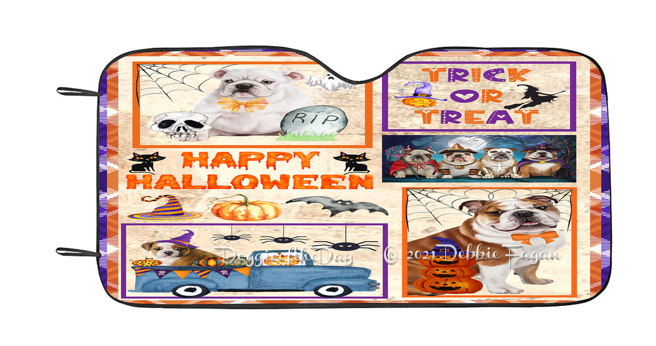 Happy Halloween Trick or Treat Bulldog Dogs Car Sun Shade Cover Curtain