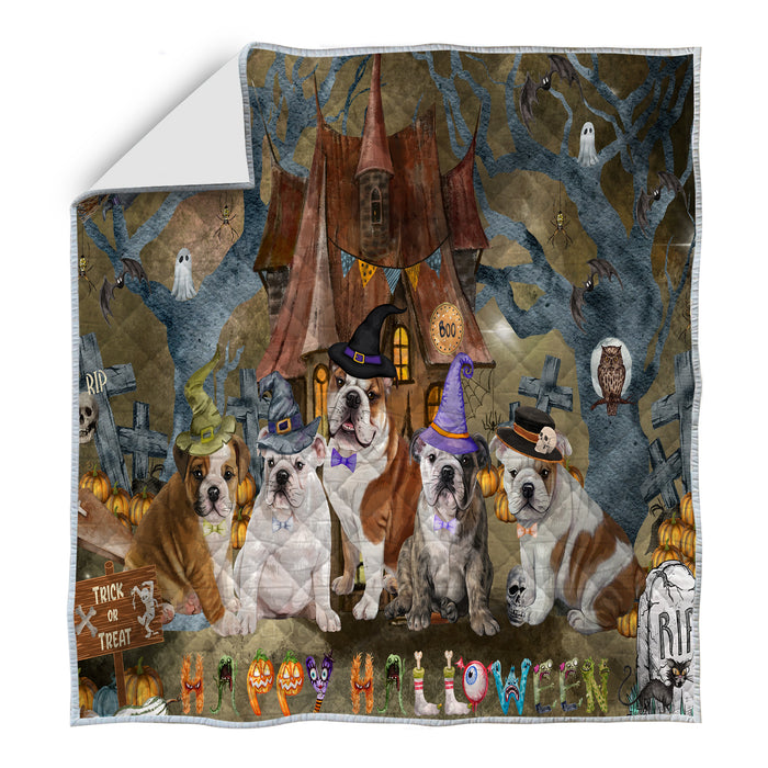 Bulldog Quilt: Explore a Variety of Designs, Halloween Bedding Coverlet Quilted, Personalized, Custom, Dog Gift for Pet Lovers