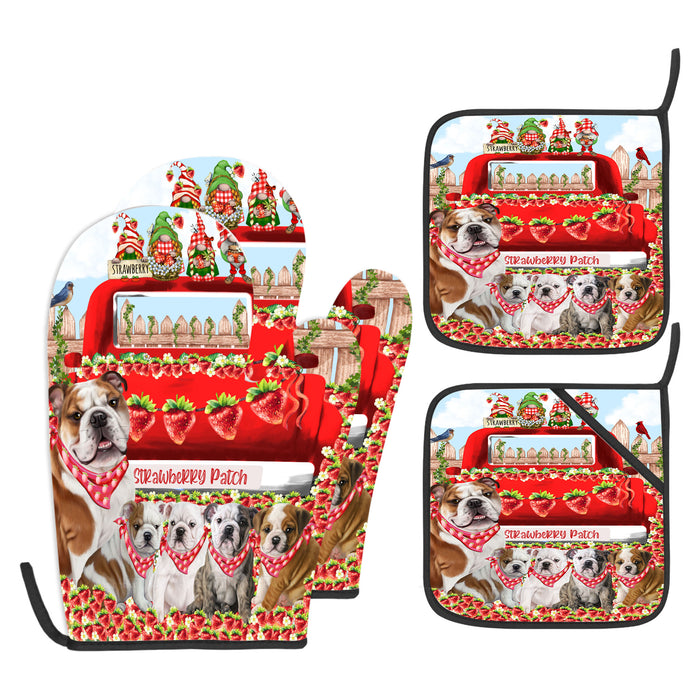 Bulldog Oven Mitts and Pot Holder: Explore a Variety of Designs, Potholders with Kitchen Gloves for Cooking, Custom, Personalized, Gifts for Pet & Dog Lover