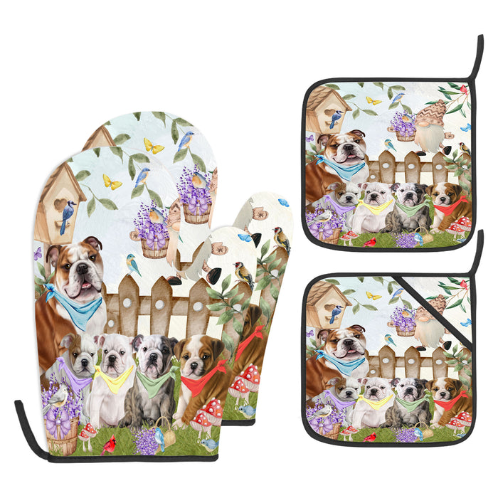 Bulldog Oven Mitts and Pot Holder Set: Explore a Variety of Designs, Personalized, Potholders with Kitchen Gloves for Cooking, Custom, Halloween Gifts for Dog Mom