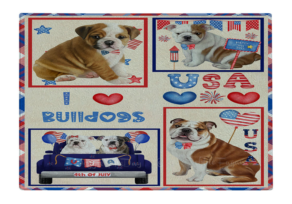 4th of July Independence Day I Love USA Bulldogs Cutting Board - For Kitchen - Scratch & Stain Resistant - Designed To Stay In Place - Easy To Clean By Hand - Perfect for Chopping Meats, Vegetables