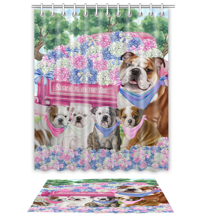 Bulldog Shower Curtain with Bath Mat Set, Custom, Curtains and Rug Combo for Bathroom Decor, Personalized, Explore a Variety of Designs, Dog Lover's Gifts