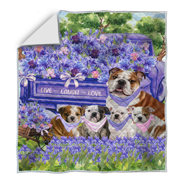 Bulldog Bedding Quilt, Bedspread Coverlet Quilted, Explore a Variety of Designs, Custom, Personalized, Pet Gift for Dog Lovers