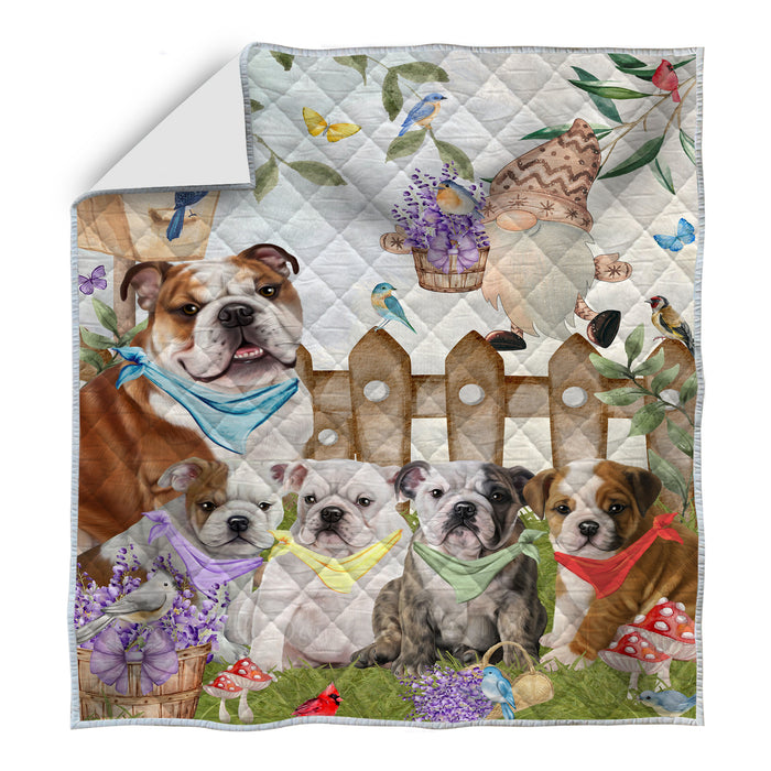 Bulldog Bed Quilt, Explore a Variety of Designs, Personalized, Custom, Bedding Coverlet Quilted, Pet and Dog Lovers Gift