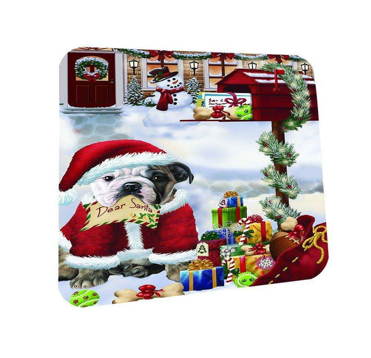 Bulldogs Dear Santa Letter Christmas Holiday Mailbox Dog Coasters Set of 4