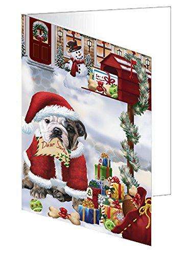 Bulldogs Dear Santa Letter Christmas Holiday Mailbox Dog Handmade Artwork Assorted Pets Greeting Cards and Note Cards with Envelopes for All Occasions and Holiday Seasons