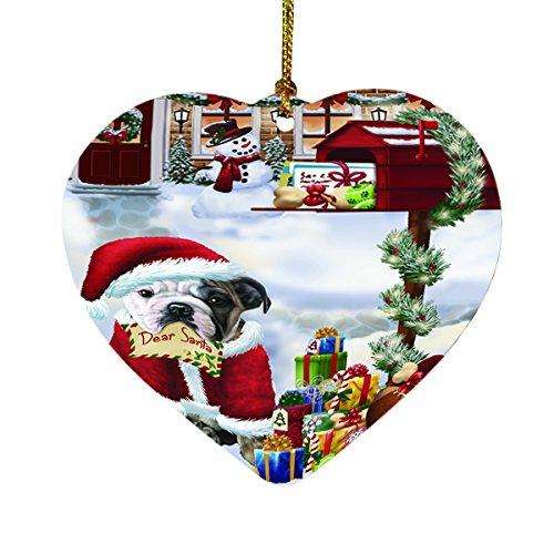 Bulldogs Dear Santa Letter Christmas Holiday Mailbox Dog Heart Ornament D096