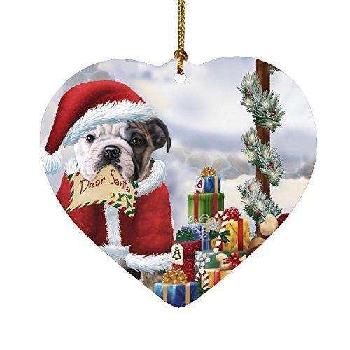 Bulldogs Dear Santa Letter Christmas Holiday Mailbox Dog Heart Ornament