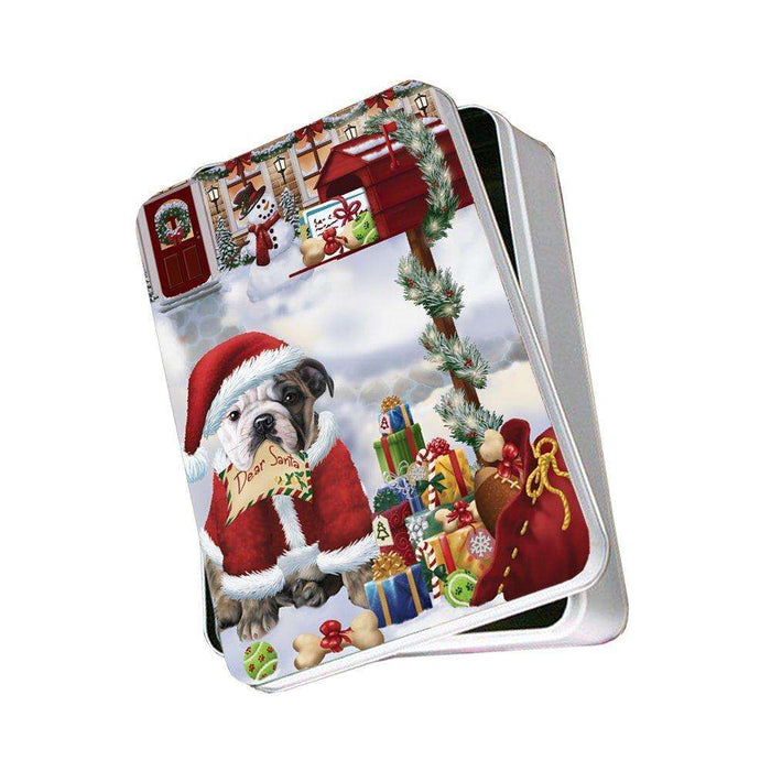 Bulldogs Dear Santa Letter Christmas Holiday Mailbox Dog Photo Storage Tin