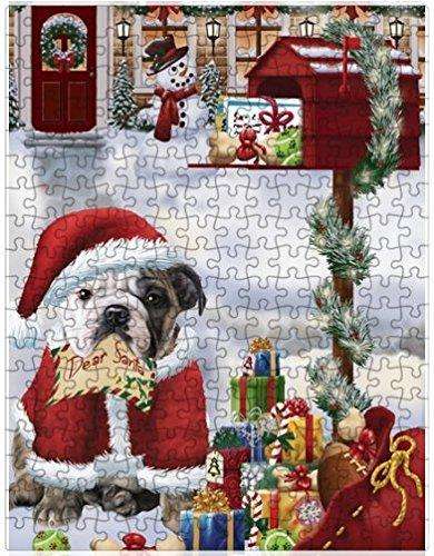 Bulldogs Dear Santa Letter Christmas Holiday Mailbox Dog Puzzle with Photo Tin