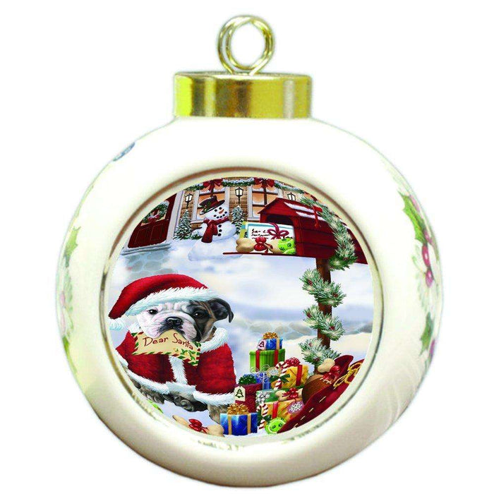 Bulldogs Dear Santa Letter Christmas Holiday Mailbox Dog Round Ball Ornament D096