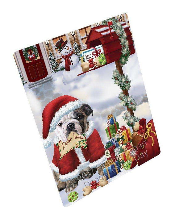 Bulldogs Dear Santa Letter Christmas Holiday Mailbox Dog Tempered Cutting Board (Small)
