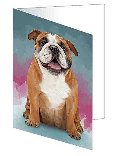 Bulldogs Dog Handmade Artwork Assorted Pets Greeting Cards and Note Cards with Envelopes for All Occasions and Holiday Seasons D116