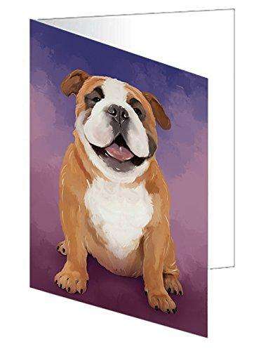 Bulldogs Dog Handmade Artwork Assorted Pets Greeting Cards and Note Cards with Envelopes for All Occasions and Holiday Seasons D119