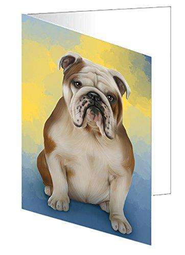 Bulldogs Dog Handmade Artwork Assorted Pets Greeting Cards and Note Cards with Envelopes for All Occasions and Holiday Seasons D124