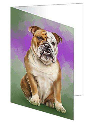 Bulldogs Dog Handmade Artwork Assorted Pets Greeting Cards and Note Cards with Envelopes for All Occasions and Holiday Seasons D126