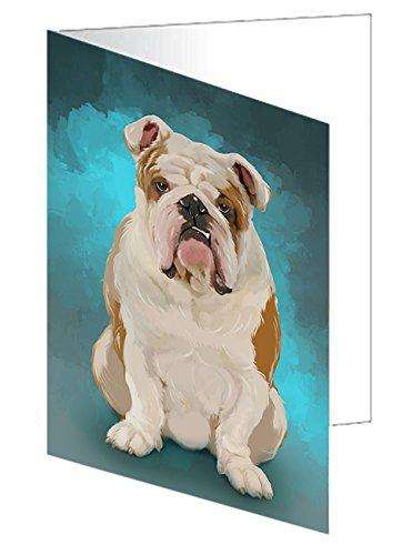 Bulldogs Dog Handmade Artwork Assorted Pets Greeting Cards and Note Cards with Envelopes for All Occasions and Holiday Seasons D127