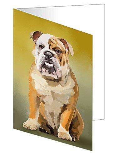 Bulldogs Dog Handmade Artwork Assorted Pets Greeting Cards and Note Cards with Envelopes for All Occasions and Holiday Seasons D128