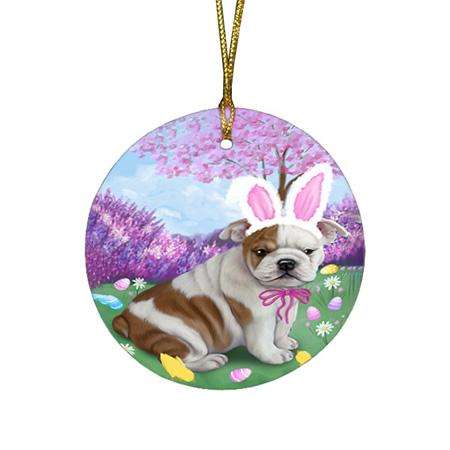 Bulldogs Easter Holiday Round Flat Christmas Ornament RFPOR49068