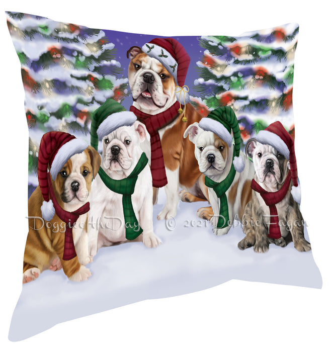 Christmas Family Portrait Bulldog Pillow with Top Quality High-Resolution Images - Ultra Soft Pet Pillows for Sleeping - Reversible & Comfort - Ideal Gift for Dog Lover - Cushion for Sofa Couch Bed - 100% Polyester