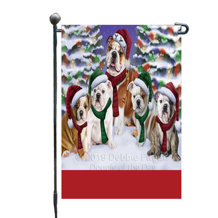 Personalized Christmas Happy Holidays Bulldogs Family Portraits Custom Garden Flags GFLG-DOTD-A59104