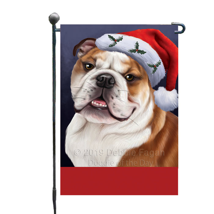 Personalized Christmas Holidays Bulldog Wearing Santa Hat Portrait Head Custom Garden Flags GFLG-DOTD-A59814