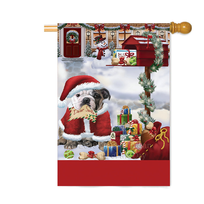 Personalized Happy Holidays Mailbox Bulldog Christmas Custom House Flag FLG-DOTD-A59969