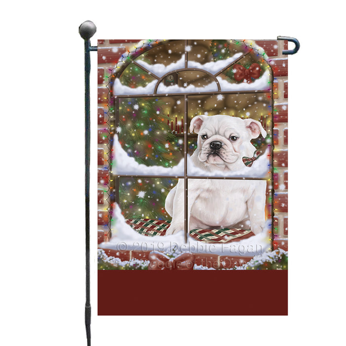 Personalized Please Come Home For Christmas Bulldog Sitting In Window Custom Garden Flags GFLG-DOTD-A60141