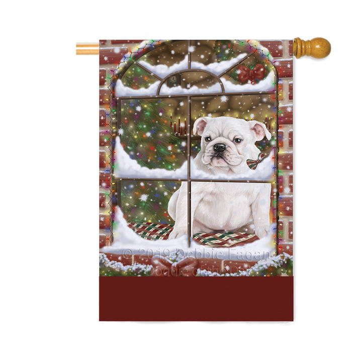 Personalized Please Come Home For Christmas Bulldog Sitting In Window Custom House Flag FLG-DOTD-A60197