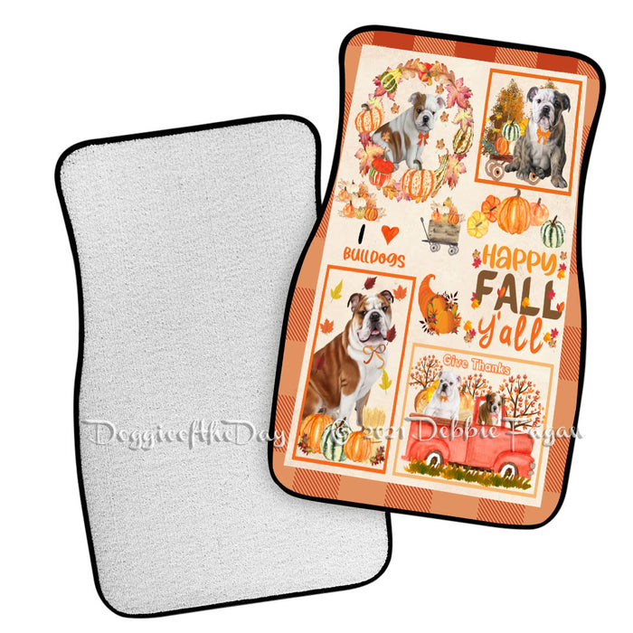 Happy Fall Y'all Pumpkin Bulldog Dogs Polyester Anti-Slip Vehicle Carpet Car Floor Mats CFM49147