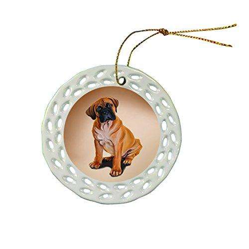 Bullmastiff Dog Christmas Doily Ceramic Ornament